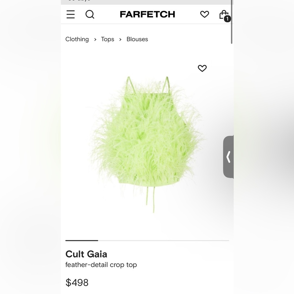 Cult Gaia Lime Green Feather Top - Crop Halter Open Back !